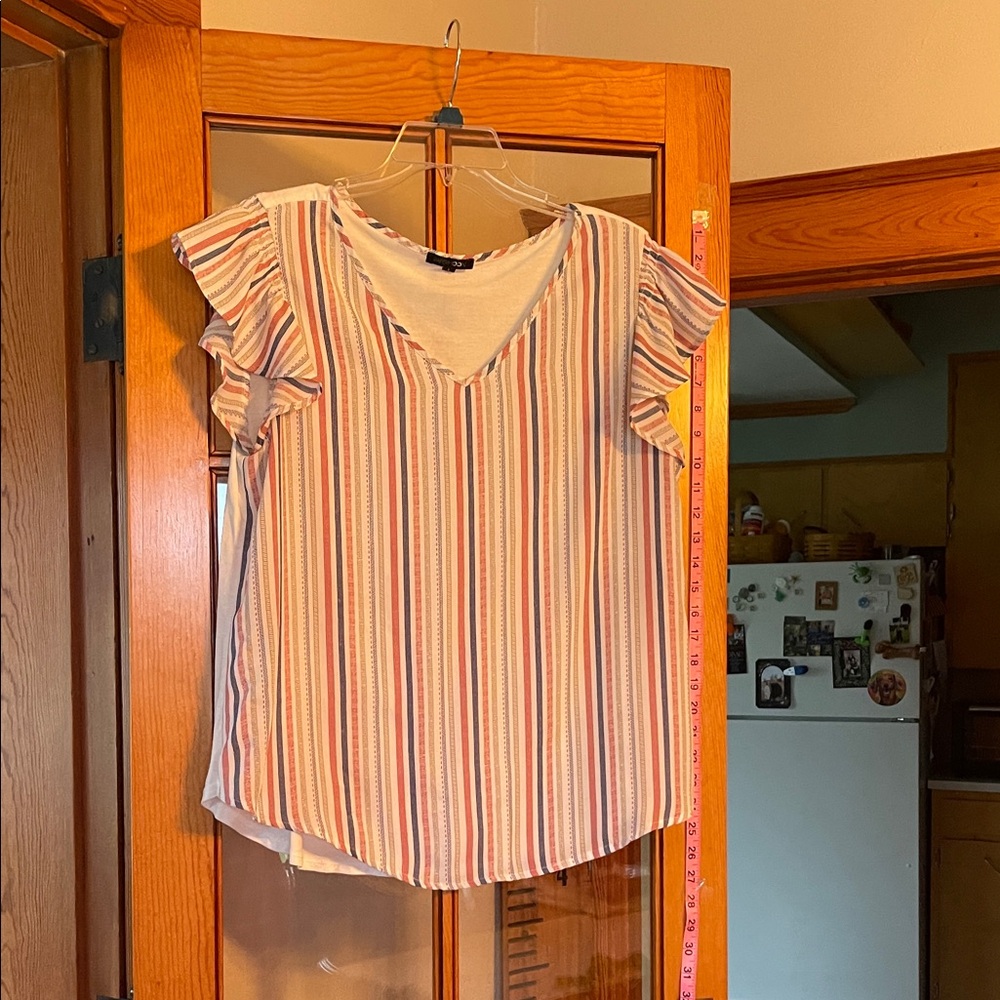 Papermoon Multicolor Striped Ruffle Sleeve Blouse